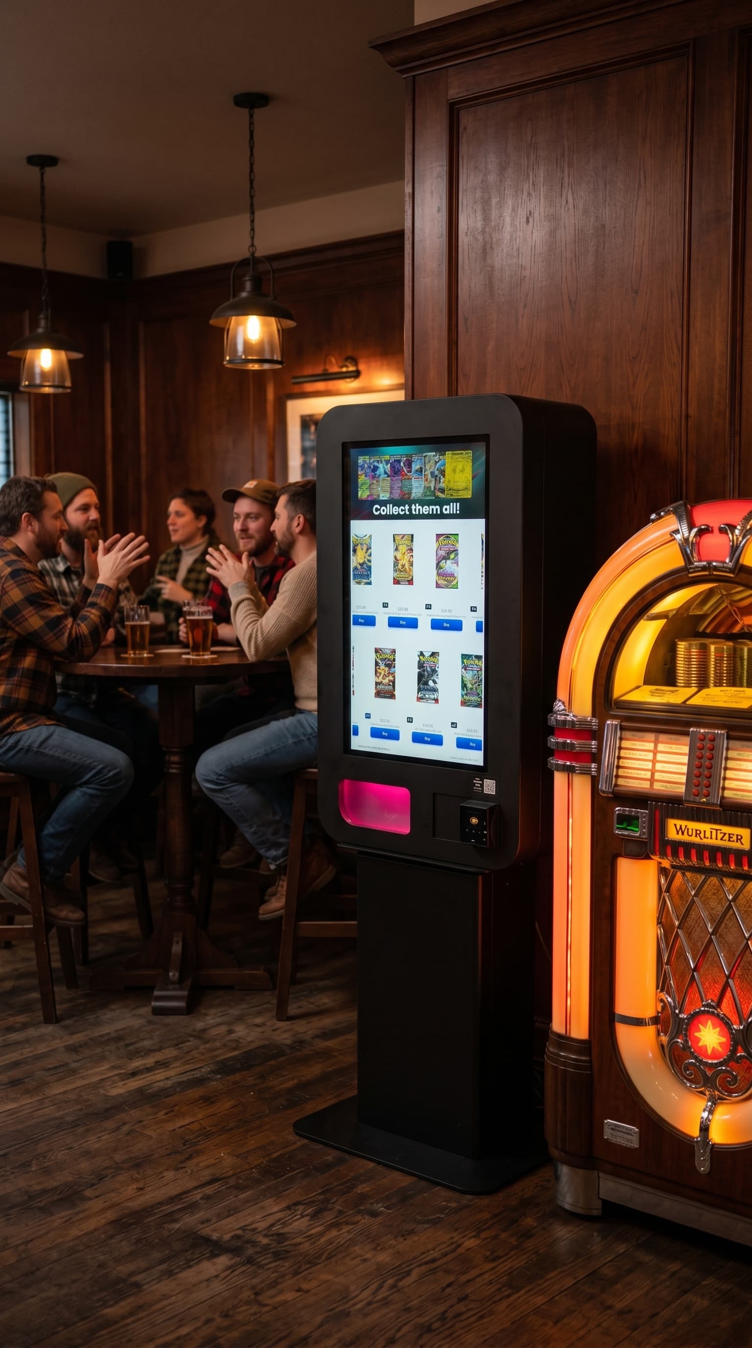 Salish trading-card vending machine at a neighborhood bar